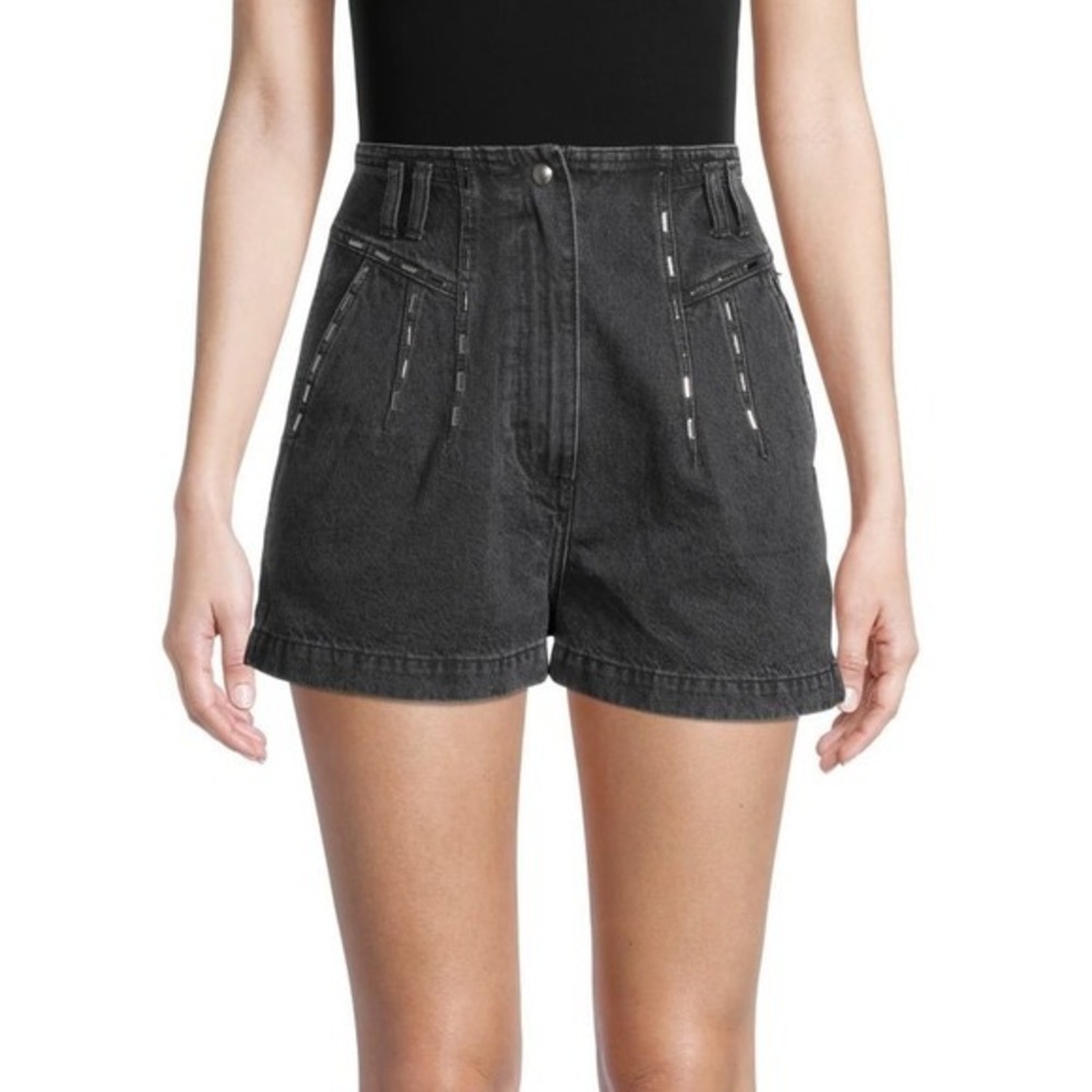 IRO Black High-Rise Denim Jean Shorts